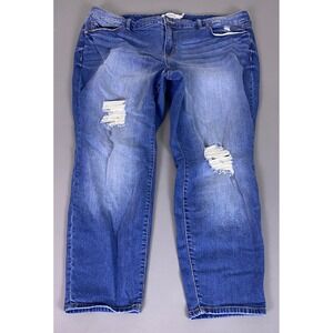 Torrid Jeans Women's Plus Size 24XS‎ Blue Distressed Medium Wash Denim
